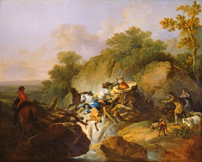 Bruch einer Holzbrücke, um 1770 von Philippe Jacques de Loutherbourg